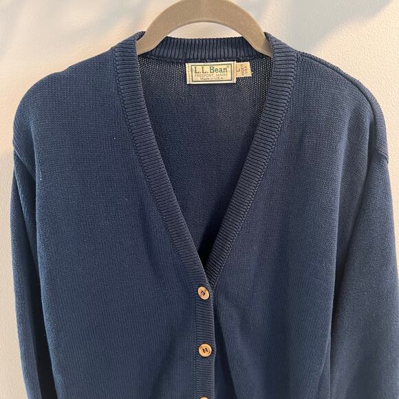 Vtg L.L.Bean Blue Made in USA Cardigan Sweater Size L - Picture 2 of 6
